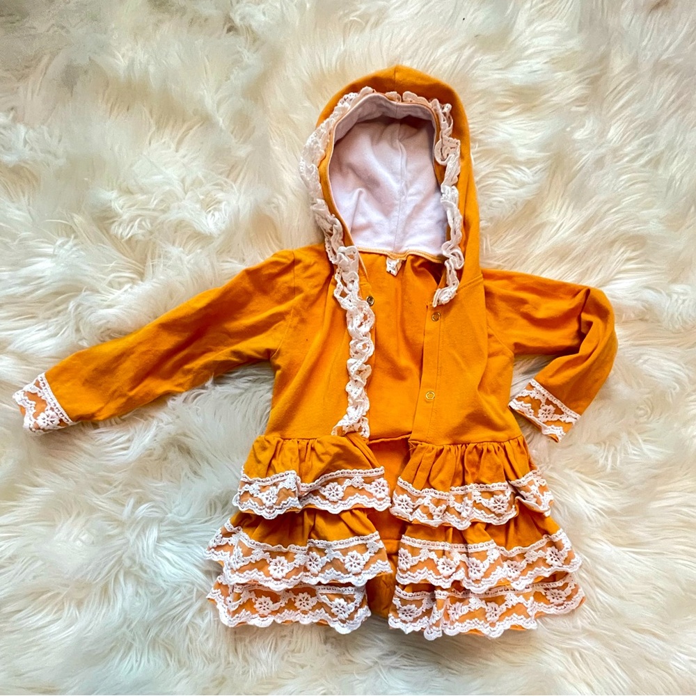 Toddler ruffle and lace jacket with hood size 18 months